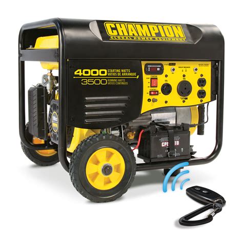 Champion Generator 3500-4000 all service this champion generator has three different types of starting pull cord, push button, and remote control it has 12v battery to control push button and remote control 400. . Champion generator remote control